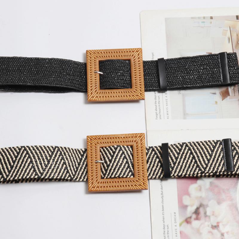 Women's Summer Elastic Belt With Square Buckle