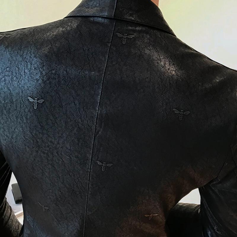 Men's Casual Slim Fit Leather Blazer