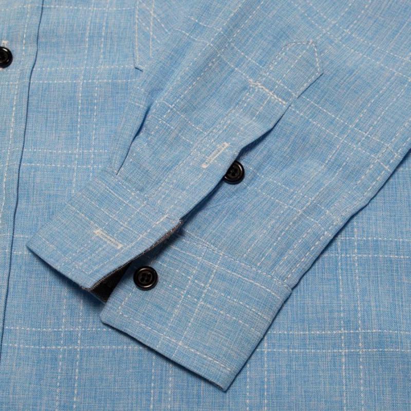 Men's Casual Cotton Plaid Long Sleeved Shirt