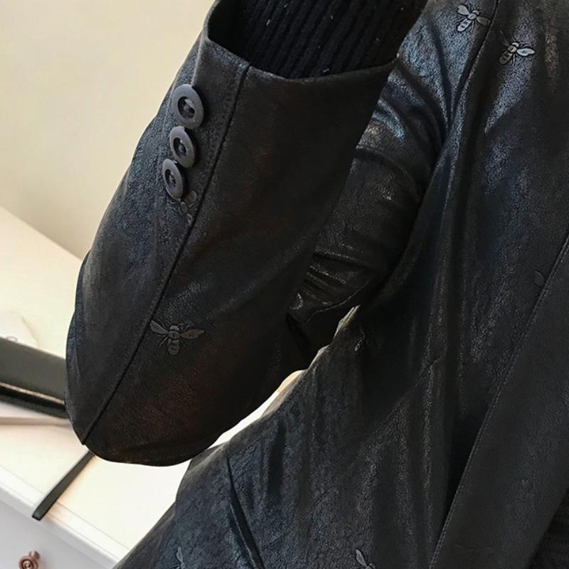 Men's Casual Slim Fit Leather Blazer