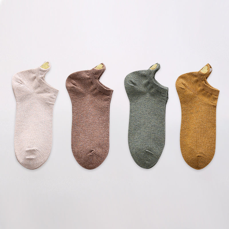 Women's Spring Casual Cotton Ankle Socks | 4 Pairs Set