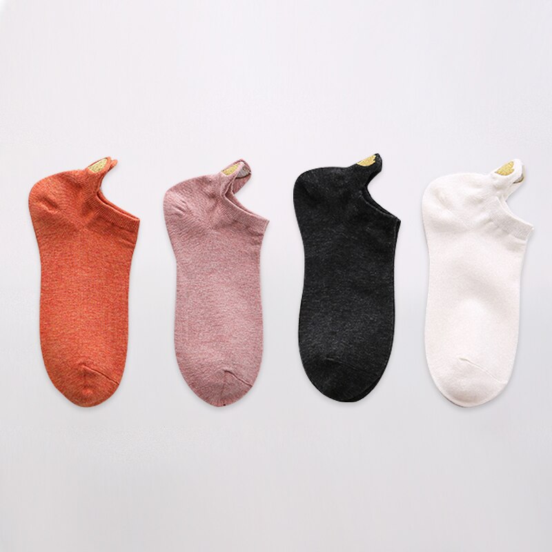 Women's Spring Casual Cotton Ankle Socks | 4 Pairs Set