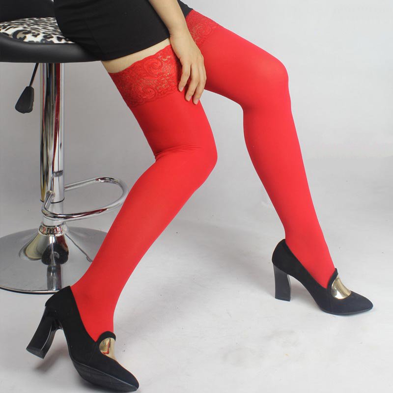 Women's Spandex High Stockings With Lace