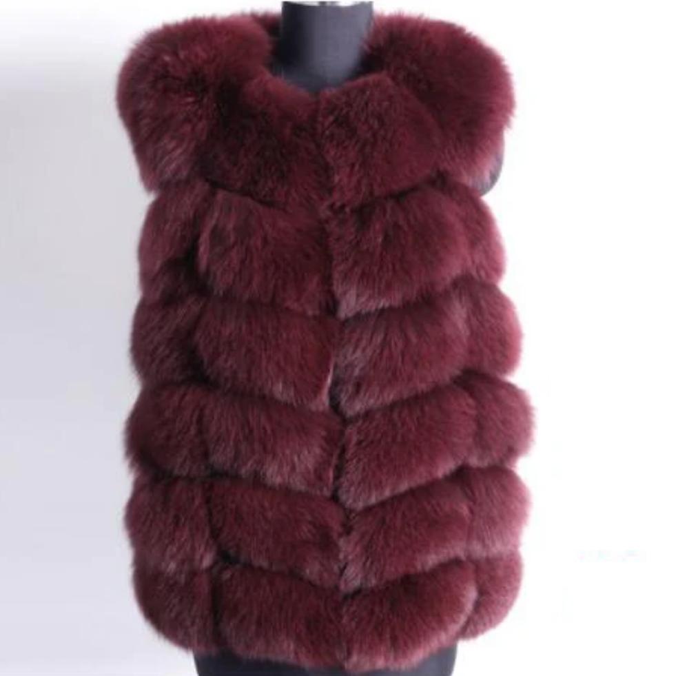 Women's Winter Casual Short O-Neck Vest With Fox Fur