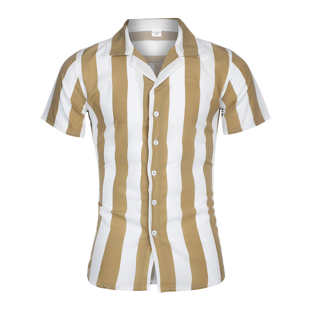 Men's Summer Casual Short Sleeved Striped Shirt