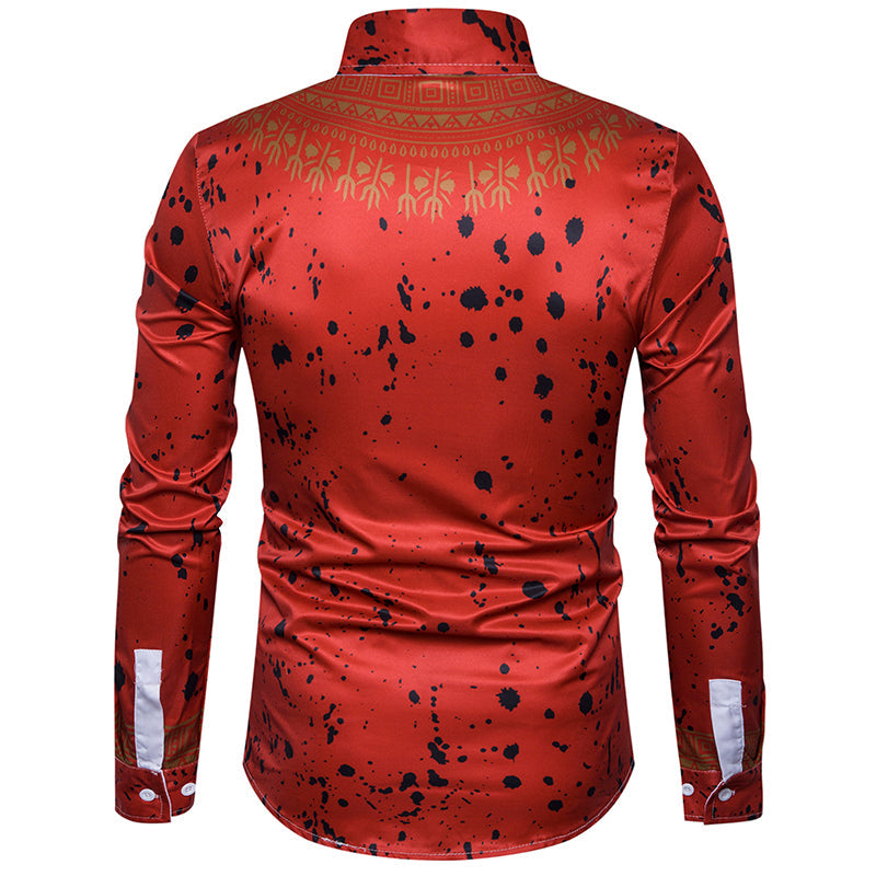 Men's Casual Long Sleeved Shirt With Print
