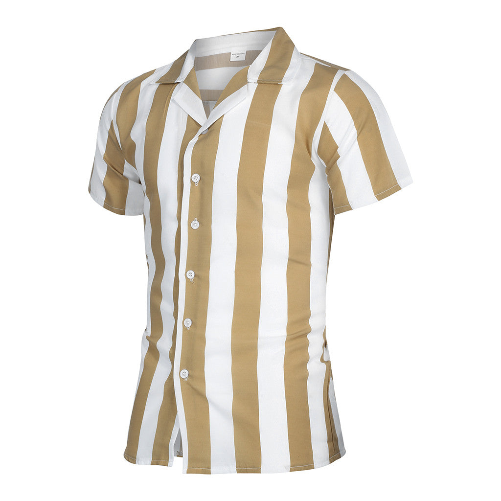 Men's Summer Casual Short Sleeved Striped Shirt