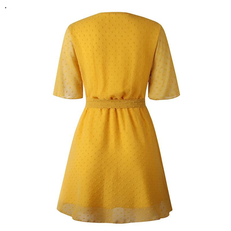 Women's Summer Casual Ruffled High-Waist Chiffon Short Dress