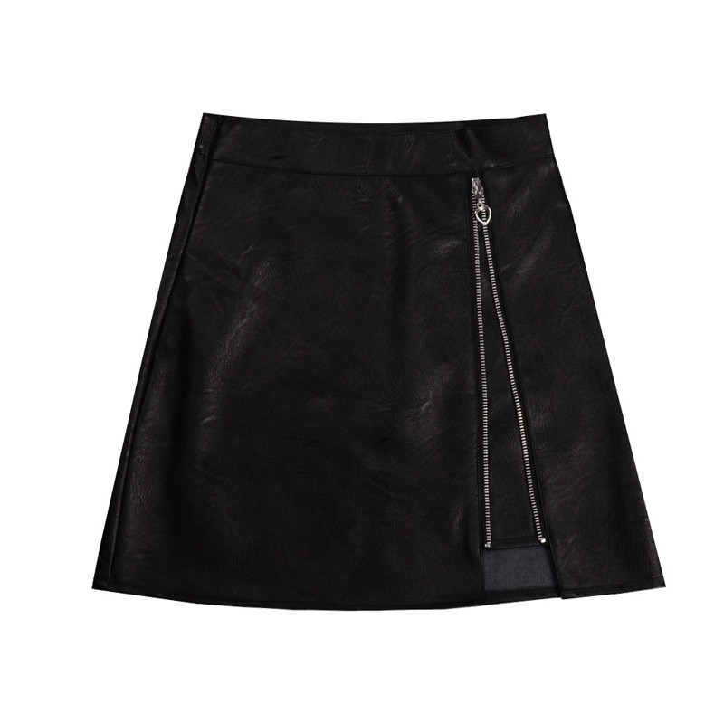 Women's Summer Casual PU Leather Mini High-Waist Skirt