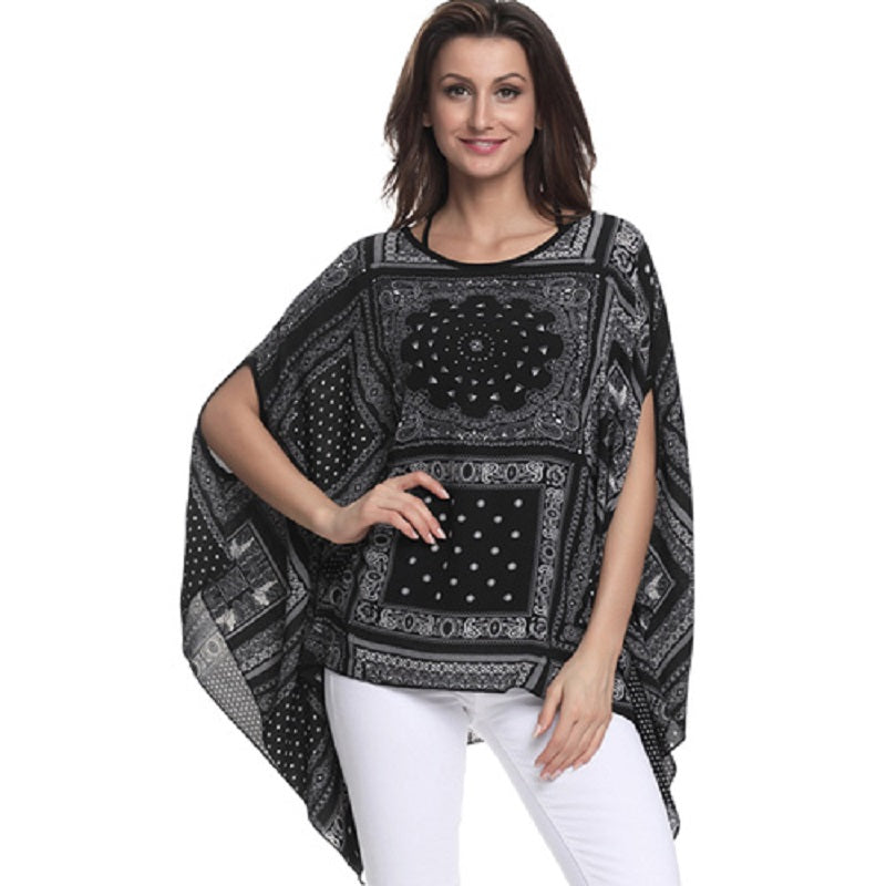 Women's Summer Casual Chiffon Blouse With Print | Plus Size