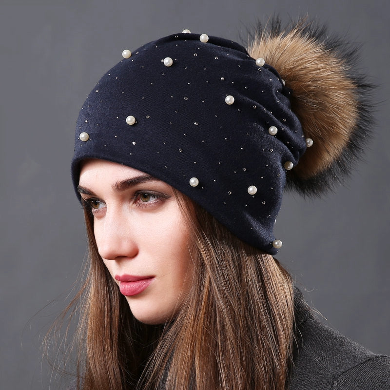 Women's Autumn/Winter Warm Hat With Pompom