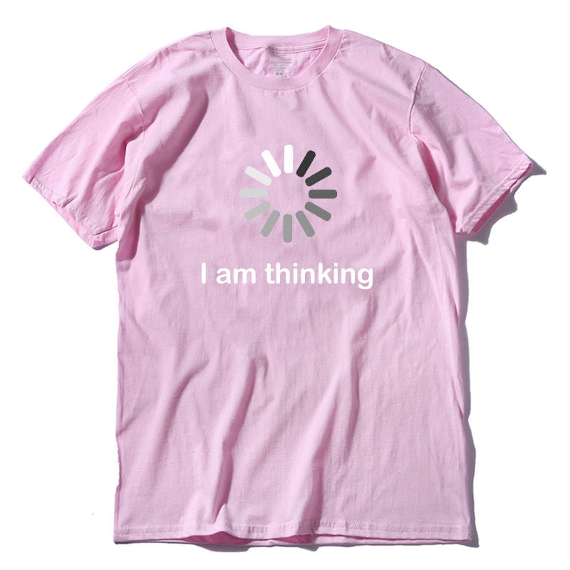 Men's Summer Casual O-Neck T-Shirt "I Am Thinking"