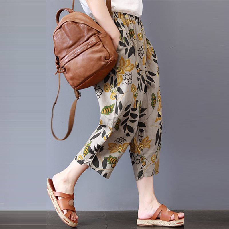 Women's Summer Casual Loose Elastic Waist Pants With Print