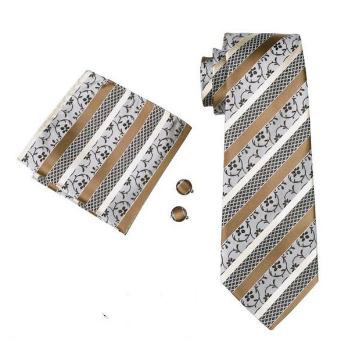 Men's Tie With Handkerchief And Cufflinks