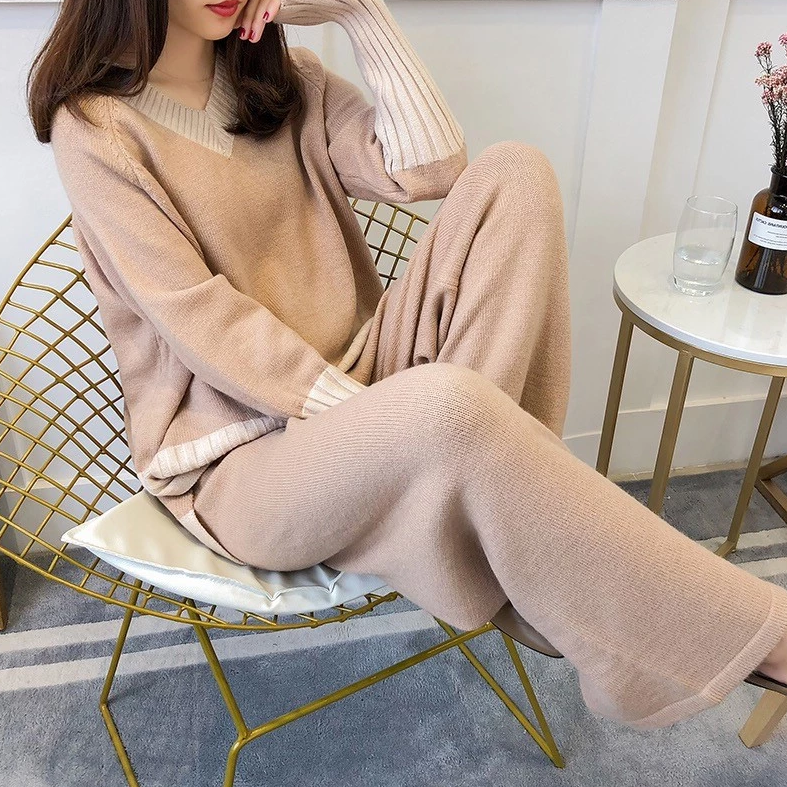 Women's Winter Casual Loose Knitted Two-Piece Suit