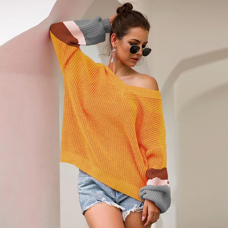 Women's Autumn/Winter V-Neck Loose Knitted Sweater