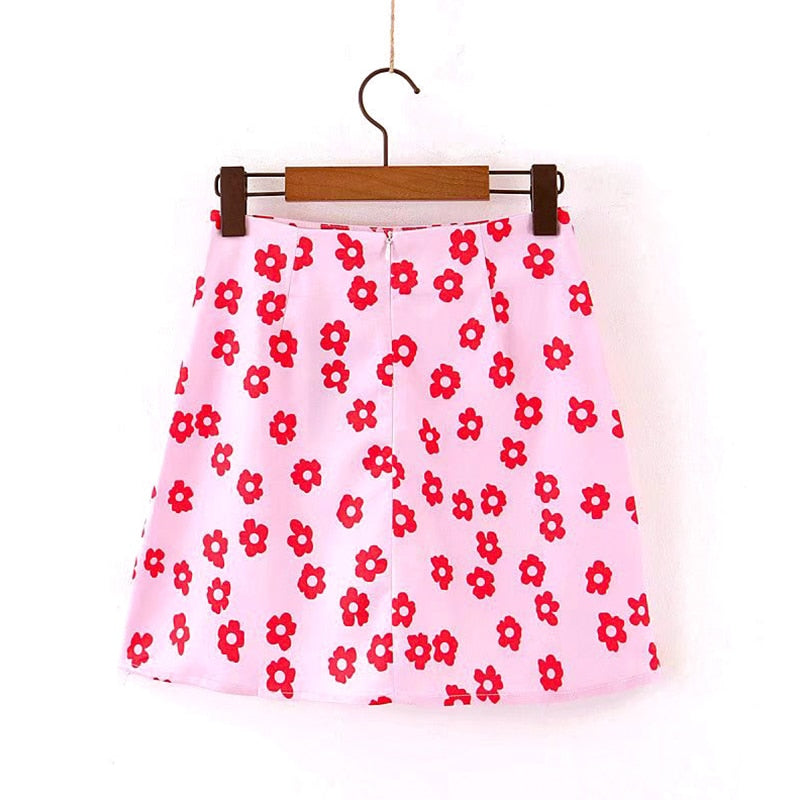 Women's Summer Casual Mini High-Waist Skirt With Print