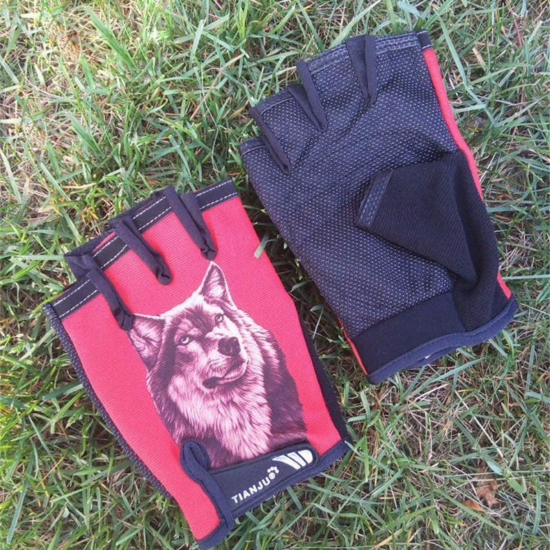 Men's Fingerless Gloves With Wolf Print
