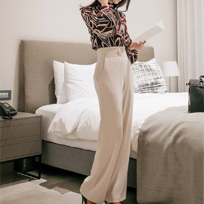 Women's Spring/Autumn Casual High-Waist Two-Piece Suit With Print