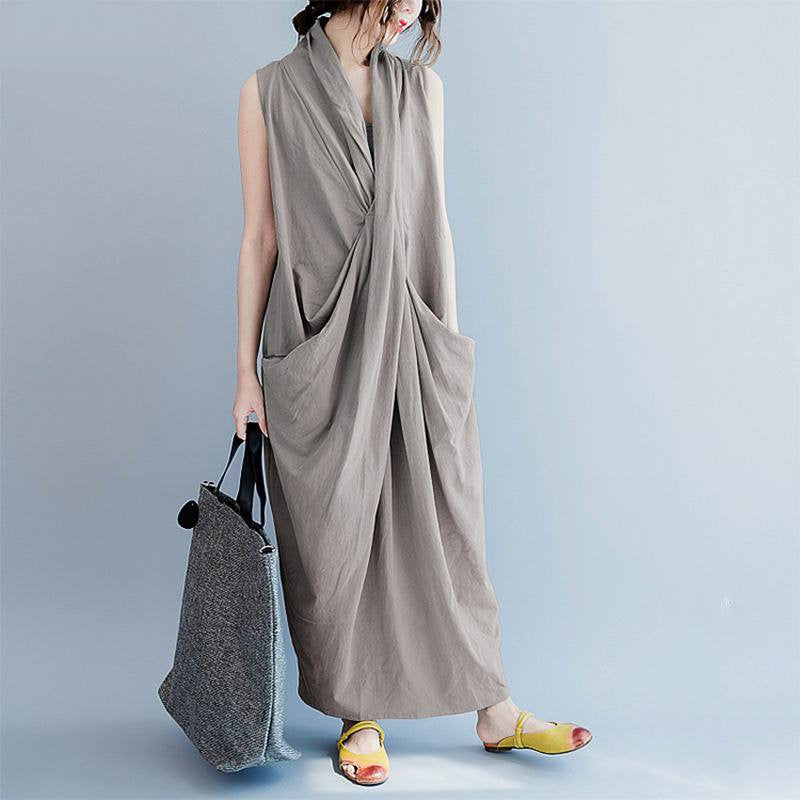 Women's Summer Asymmetrical Sleeveless Loose Maxi Dress