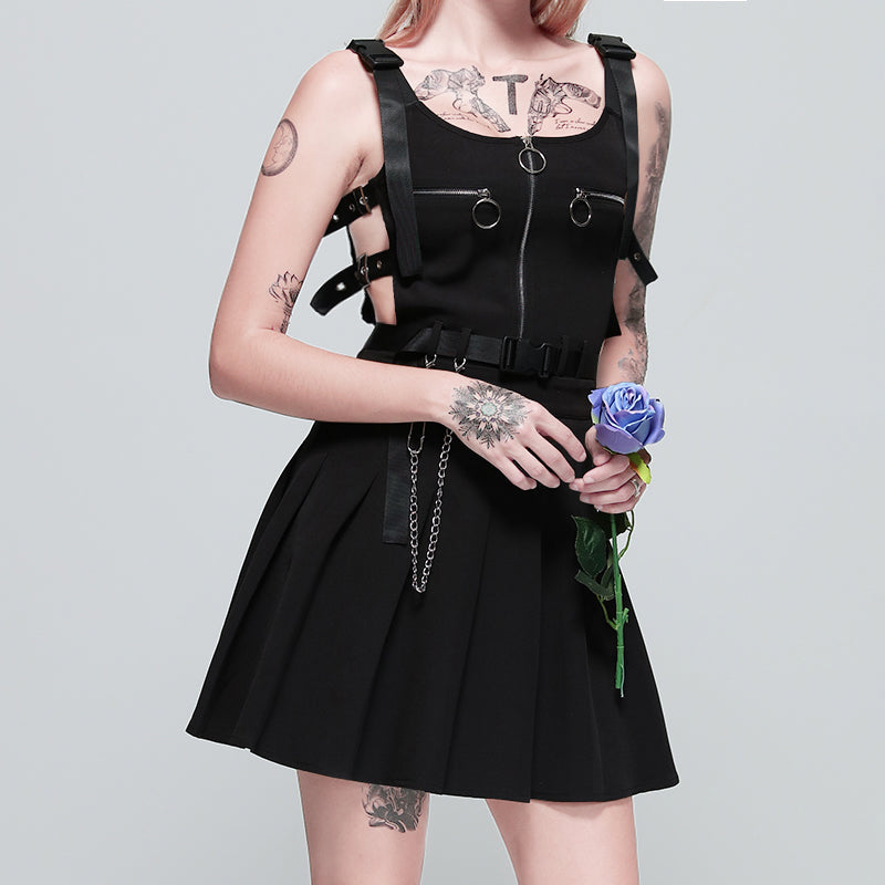 Women's Summer Sleeveless Zipper A-Line Mini Dress