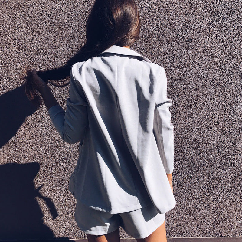Women's Summer Cotton Suit | Blazer And Shorts