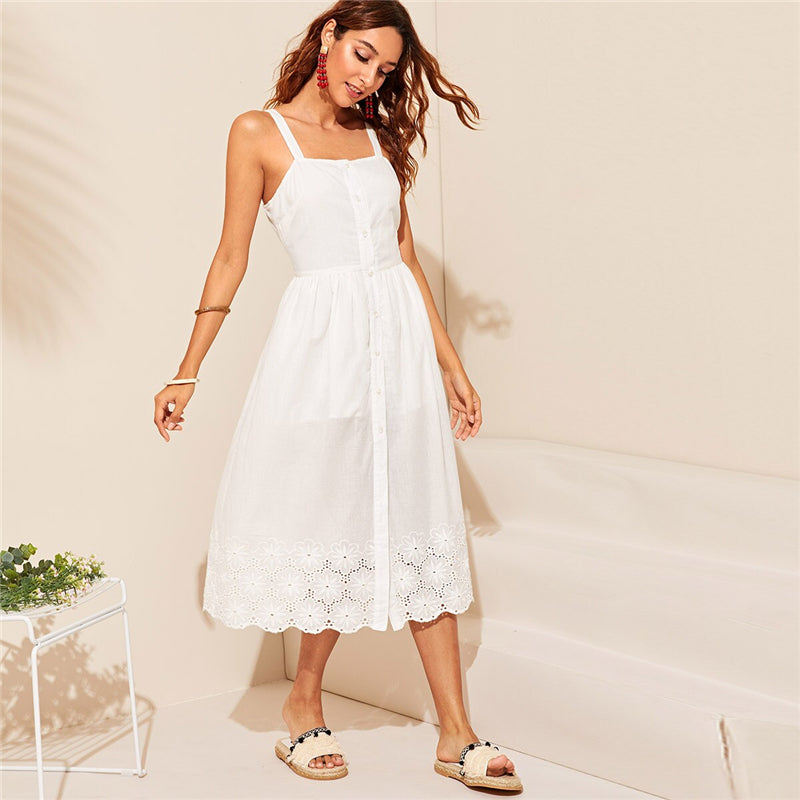 Women's Summer Cotton Sleeveless Long A-Line Dress