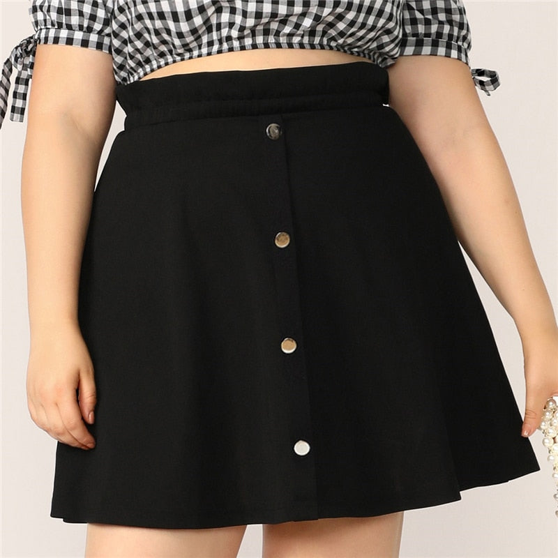 Women's Casual A-Line Buttoned Mini Skirt | Plus Size