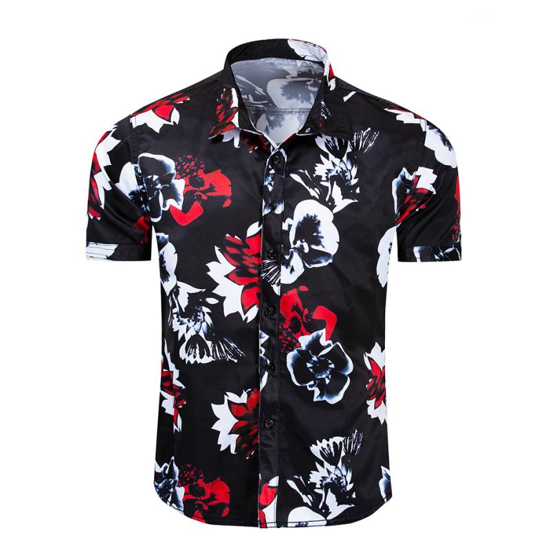 Men's Summer Casual Short Sleeved Shirt With Floral Print