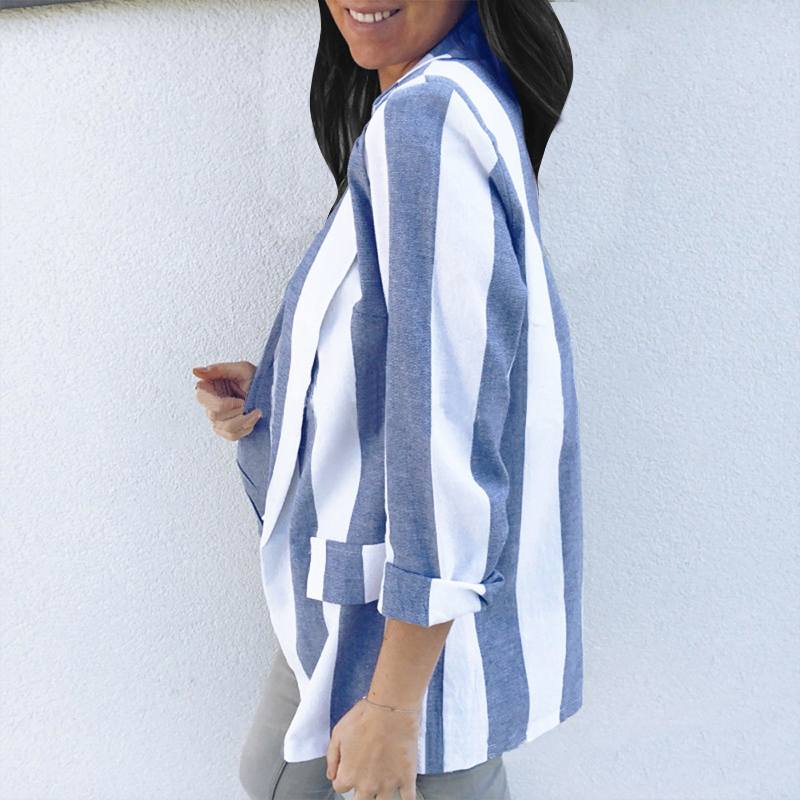 Women's Spring Casual Polyester Slim Striped Blazer
