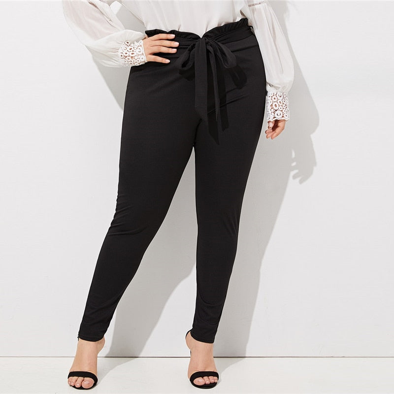 Women's Spring Casual Mid Waist Skinny Pants | Plus Size