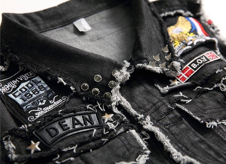 Men's Denim Vest With Embroidery