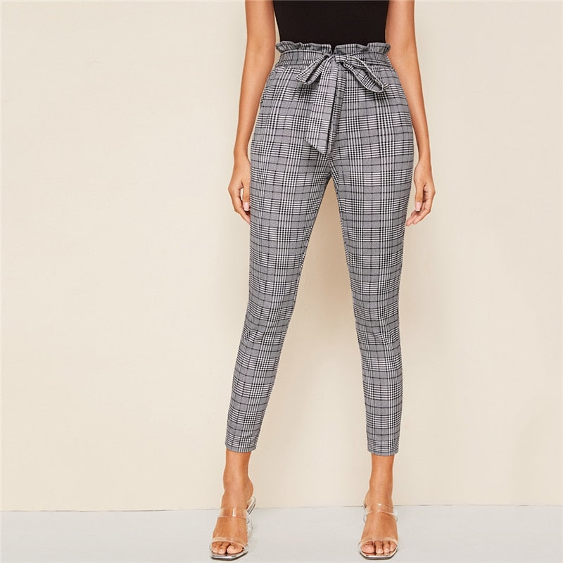 Women's Casual Polyester High-Waist Skinny Pants