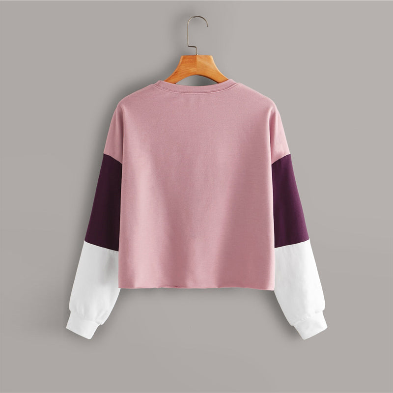 Women's Autumn Casual Polyester Long-Sleeved O-Neck Sweatshirt