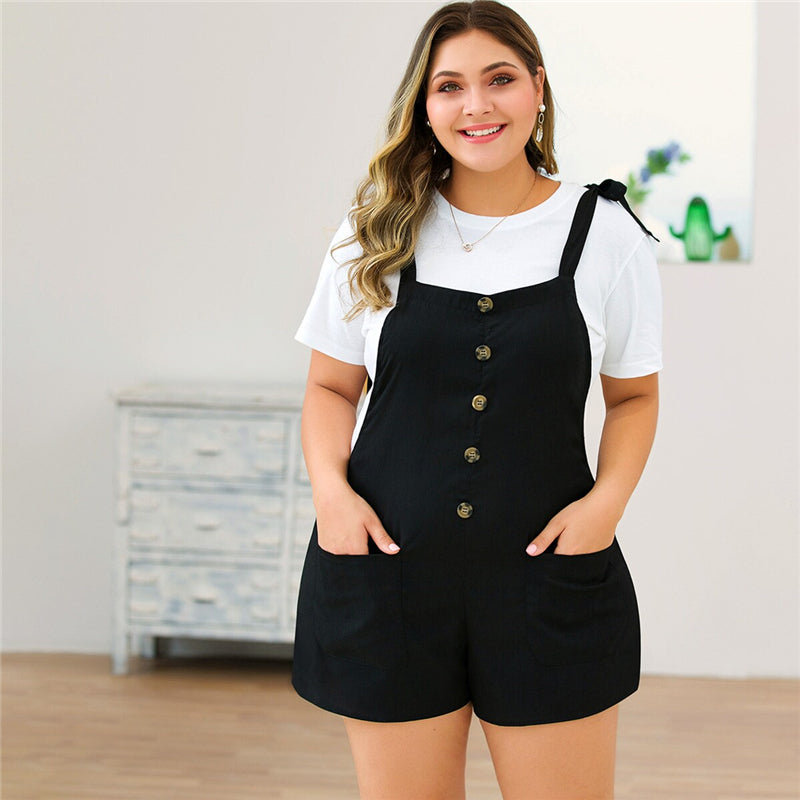 Women's Summer Casual Sleeveless Overall With Pockets | Plus Size