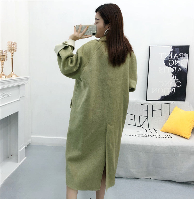 Women's Winter Cashmere Coat Trench With Fox Fur