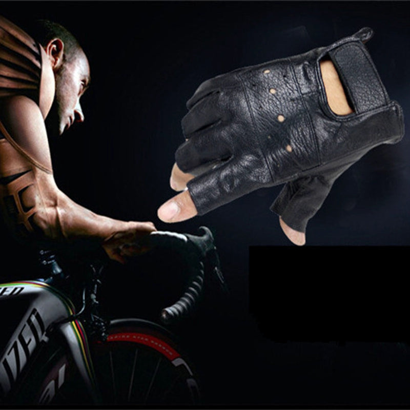 Men's Leather Fingerless Gloves For Fitness