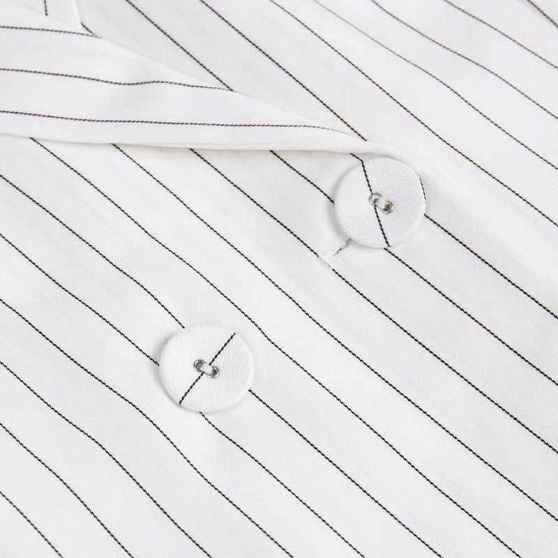 Women's Polyester Striped Long Blazer