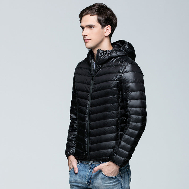 Men's Winter Casual Polyester Hooded Coat With Zippers