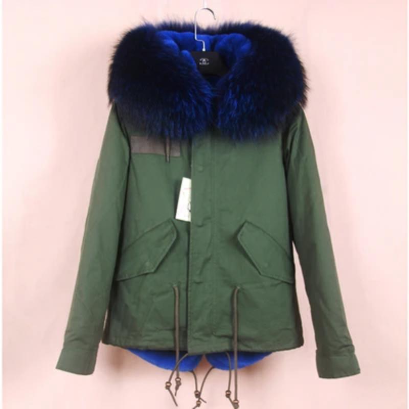 Women's Winter Casual Polyester Slim Short Parka With Raccoon Fur