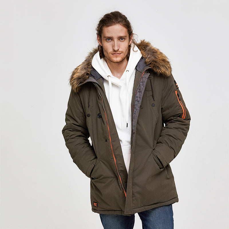 Men's Winter Casual Padded Thick Parka With Raccoon Fur