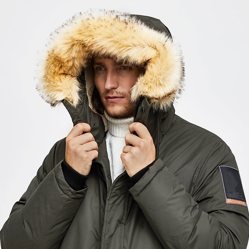 Men's Winter Casual Hooded Warm Polyester Parka
