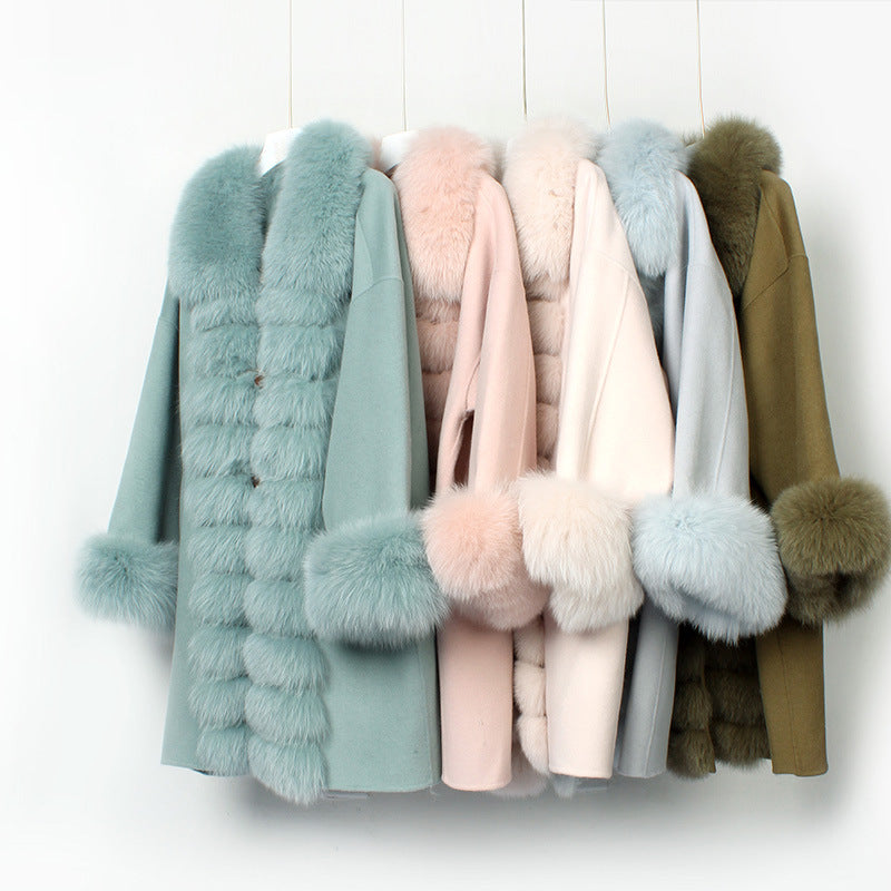 Women's Winter Casual Warm Long Coat With Fox Fur