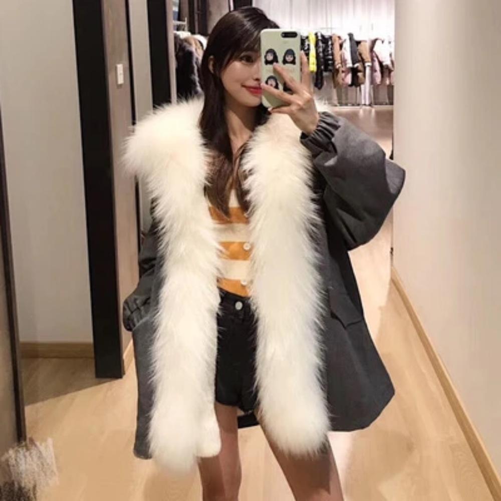 Women's Winter Casual Warm Long-Sleeved Parka With Raccoon Fur