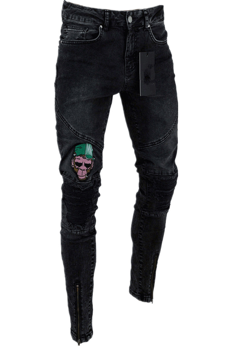 Men's Casual Straight Jeans With Embroidery