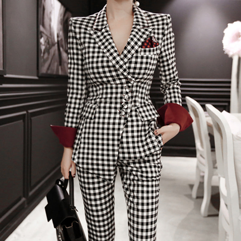 Women's Spring/Autumn Casual V-Neck Polyester Two-Piece Suit