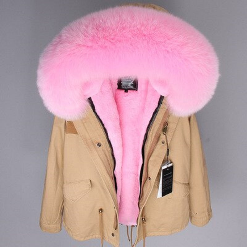 Women's Winter Casual Hooded Warm Long-Sleeved Parka With Fox Fur