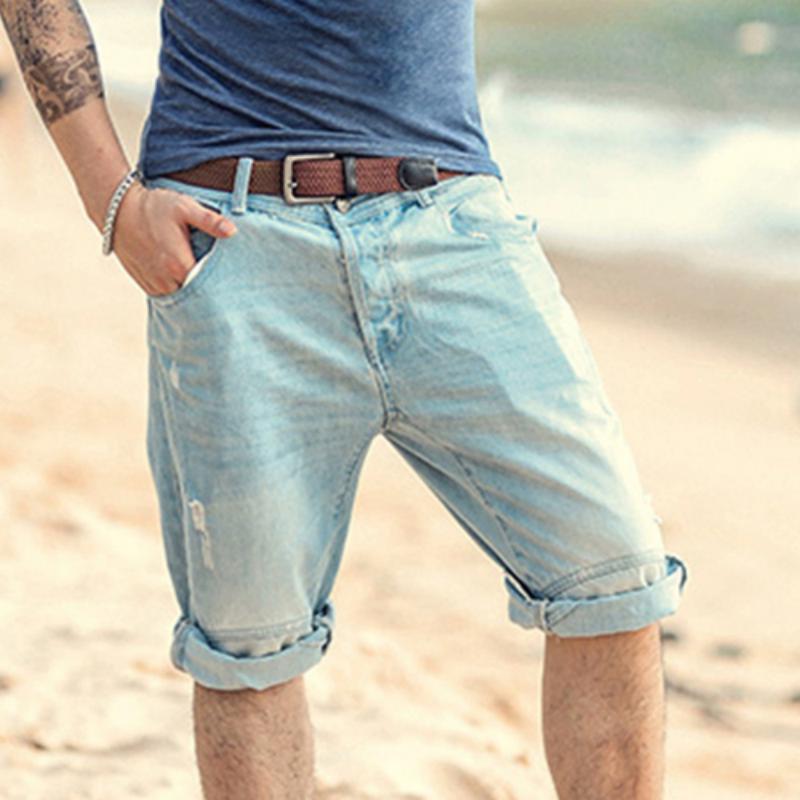 Men's Summer Ripped Denim Shorts