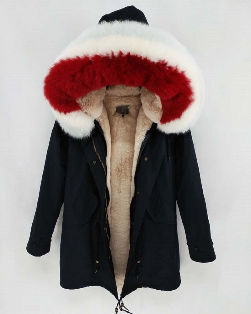Women's Winter Casual Slim Thick Parka With Detachable Fox Fur
