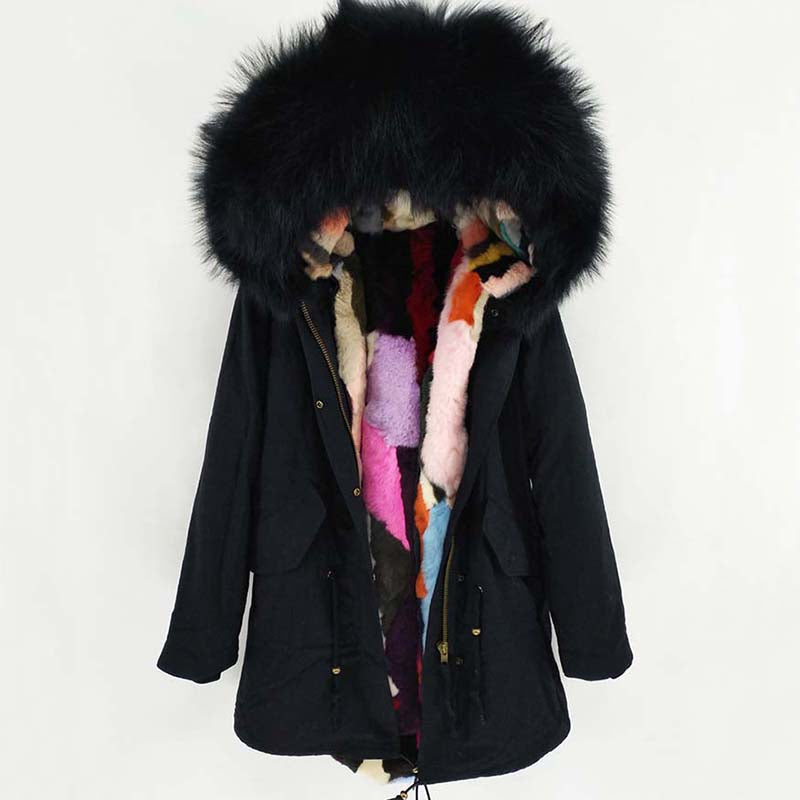 Women's Winter Casual Hooded Warm Long Parka With Raccoon Fur